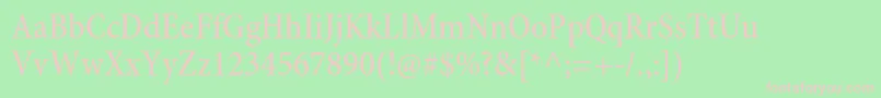 MinionproMediumcn-fontti – vaaleanpunaiset fontit vihreällä taustalla