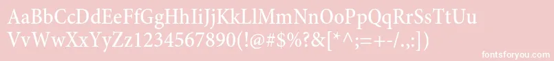 MinionproMediumcn-fontti – valkoiset fontit vaaleanpunaisella taustalla