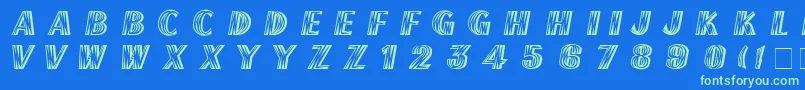 FrenchflashNormal-Schriftart – Grüne Schriften auf blauem Hintergrund