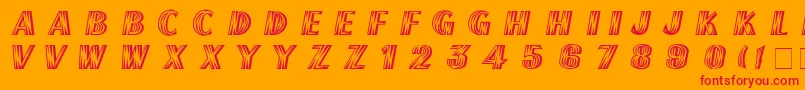 FrenchflashNormal-Schriftart – Rote Schriften auf orangefarbenem Hintergrund