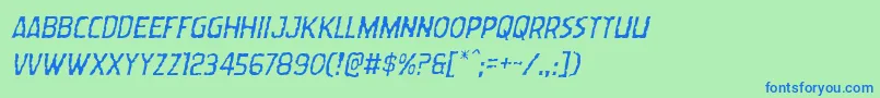 Wormcuisinelightital Font – Blue Fonts on Green Background
