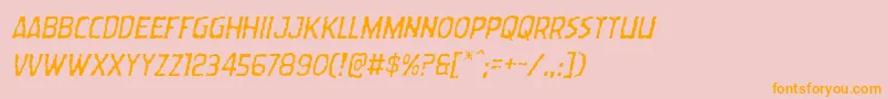 Wormcuisinelightital-Schriftart – Orangefarbene Schriften auf rosa Hintergrund