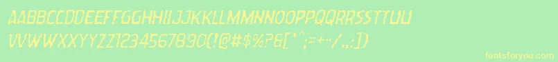 Wormcuisinelightital Font – Yellow Fonts on Green Background