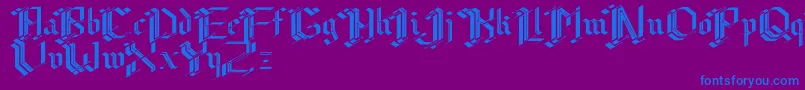 フォントCibergotica – 紫色の背景に青い文字