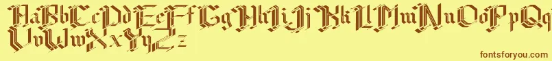 フォントCibergotica – 茶色の文字が黄色の背景にあります。