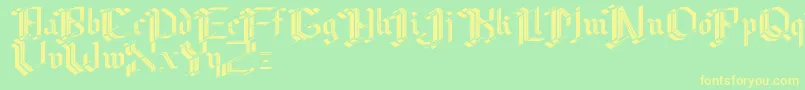 フォントCibergotica – 黄色の文字が緑の背景にあります