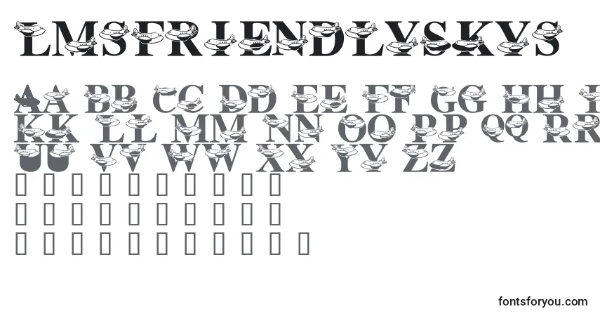Czcionka LmsFriendlySkys – alfabet, cyfry, specjalne znaki