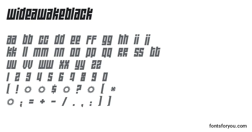 A fonte Wideawakeblack – alfabeto, números, caracteres especiais