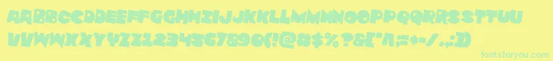 Zounderkiterotate2-fontti – vihreät fontit keltaisella taustalla