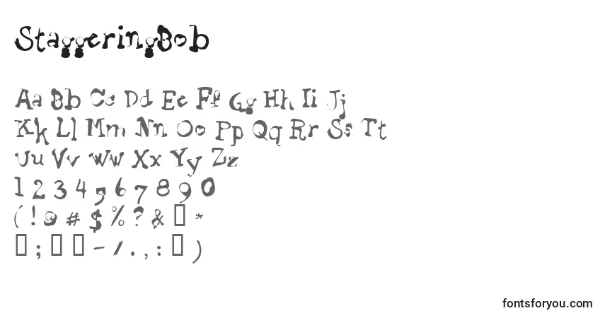Czcionka StaggeringBob – alfabet, cyfry, specjalne znaki