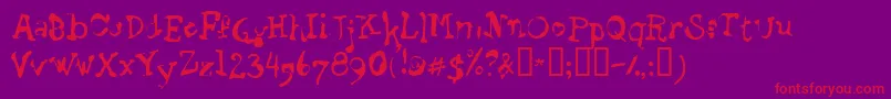 StaggeringBob-Schriftart – Rote Schriften auf violettem Hintergrund