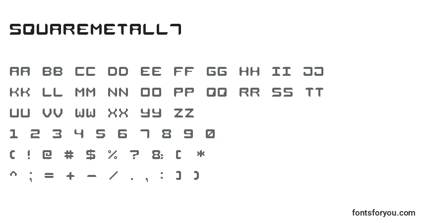 Schriftart SquareMetall7 – Alphabet, Zahlen, spezielle Symbole
