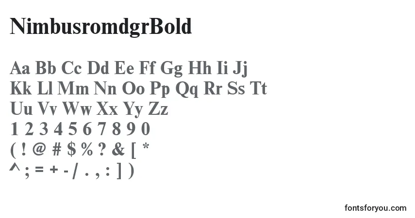 Fuente NimbusromdgrBold - alfabeto, números, caracteres especiales