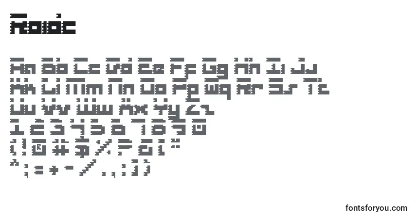 Schriftart Roidc – Alphabet, Zahlen, spezielle Symbole