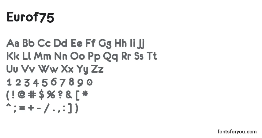A fonte Eurof75 – alfabeto, números, caracteres especiais