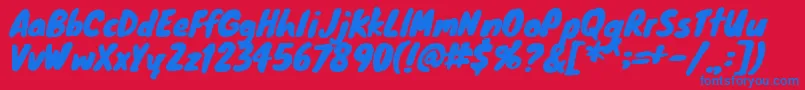 Knewave-Schriftart – Blaue Schriften auf rotem Hintergrund