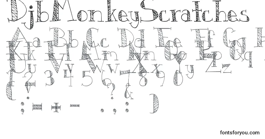 Schriftart DjbMonkeyScratches – Alphabet, Zahlen, spezielle Symbole