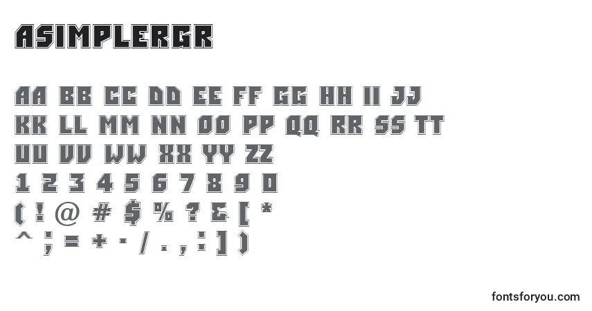 A fonte ASimplergr – alfabeto, números, caracteres especiais