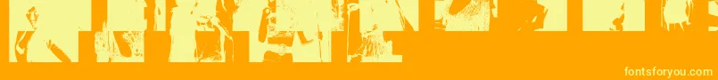Amybats3-Schriftart – Gelbe Schriften auf orangefarbenem Hintergrund