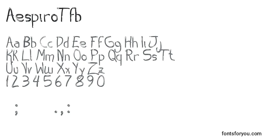 Schriftart AespiroTfb – Alphabet, Zahlen, spezielle Symbole