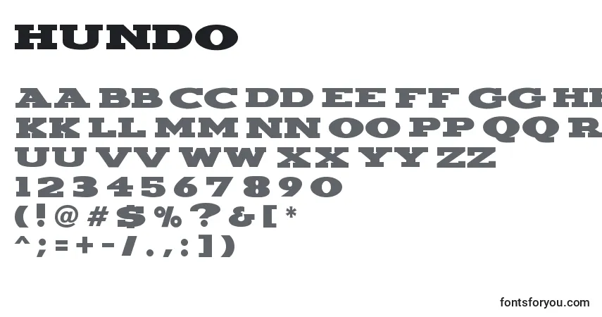 A fonte Hundo – alfabeto, números, caracteres especiais