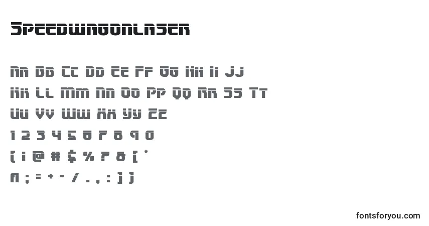 Schriftart Speedwagonlaser – Alphabet, Zahlen, spezielle Symbole