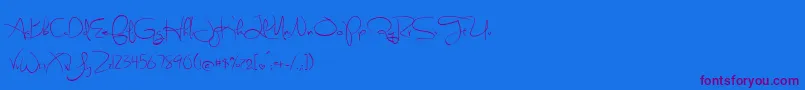 SweetlyBroken-Schriftart – Violette Schriften auf blauem Hintergrund