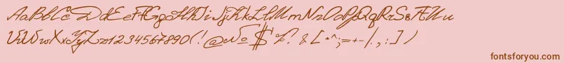 DenistinaEn-Schriftart – Braune Schriften auf rosa Hintergrund