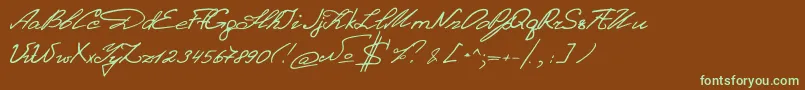 DenistinaEn Font – Green Fonts on Brown Background