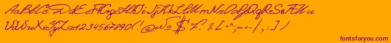 Шрифт DenistinaEn – фиолетовые шрифты на оранжевом фоне