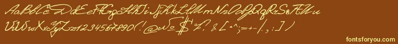 Шрифт DenistinaEn – жёлтые шрифты на коричневом фоне