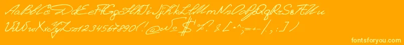 DenistinaEn-Schriftart – Gelbe Schriften auf orangefarbenem Hintergrund