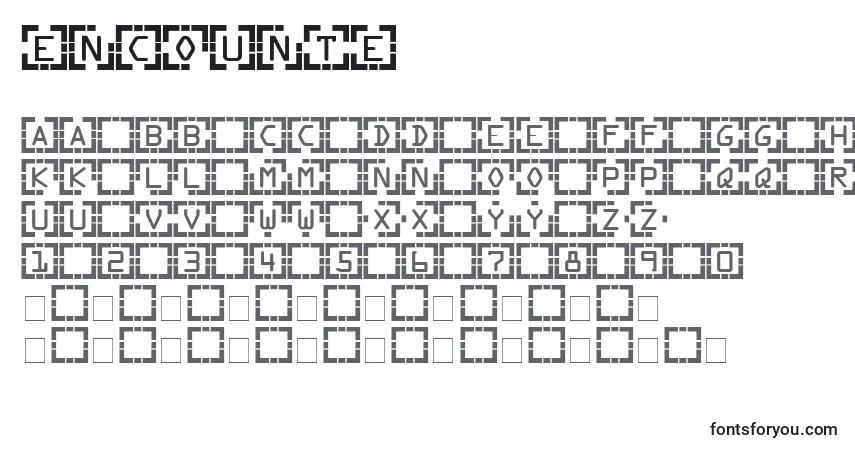 Czcionka Encounte – alfabet, cyfry, specjalne znaki