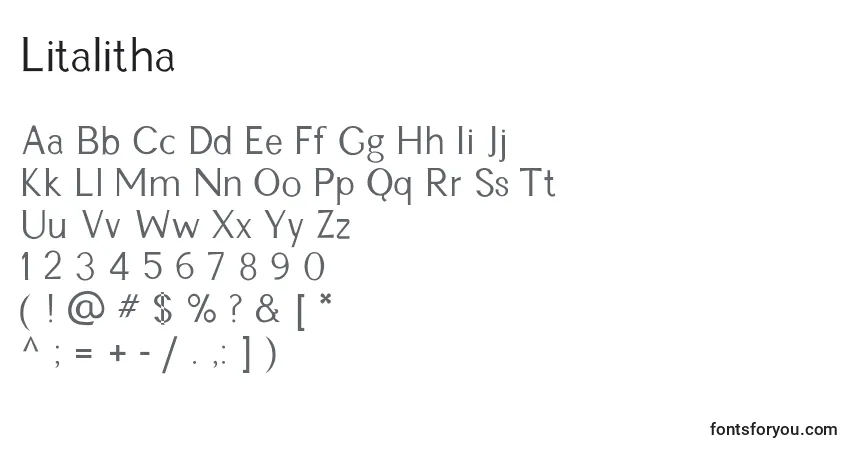 A fonte Litalitha – alfabeto, números, caracteres especiais