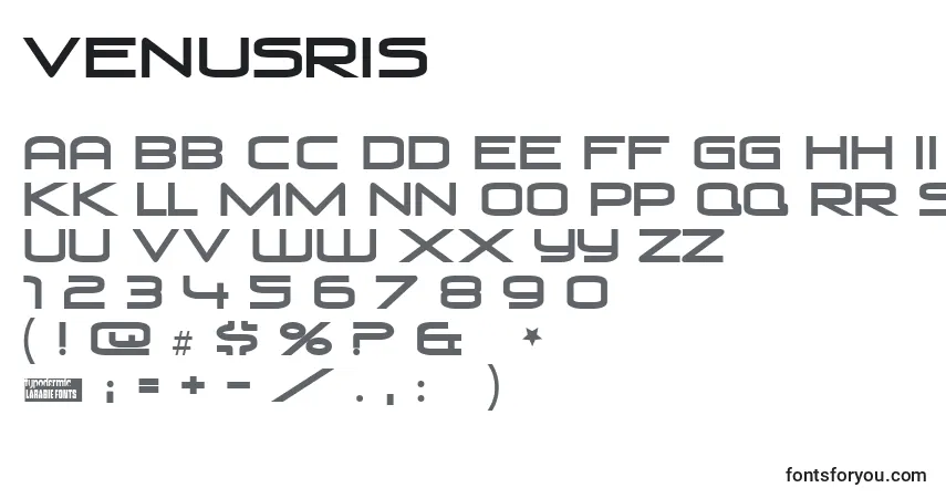A fonte Venusris – alfabeto, números, caracteres especiais
