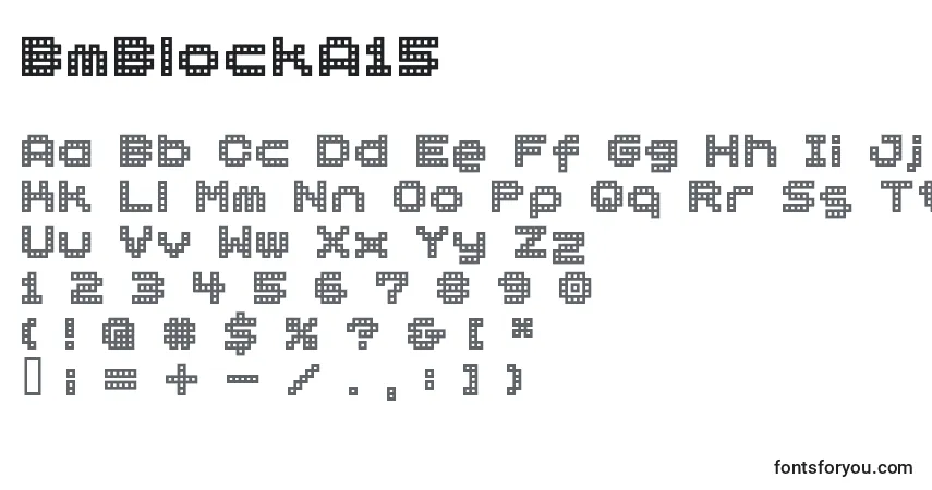 BmBlockA15 Font – alphabet, numbers, special characters