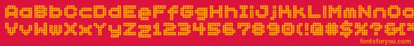 フォントBmBlockA15 – 赤い背景にオレンジの文字