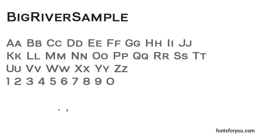 Schriftart BigRiverSample (37786) – Alphabet, Zahlen, spezielle Symbole