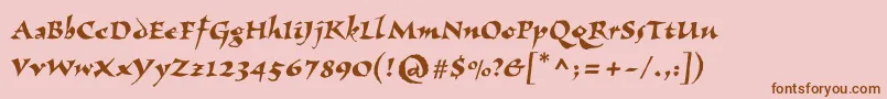 Vizac-Schriftart – Braune Schriften auf rosa Hintergrund