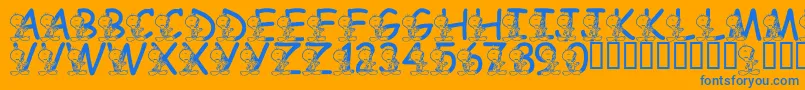 Fonte LmsTweetyFont – fontes azuis em um fundo laranja