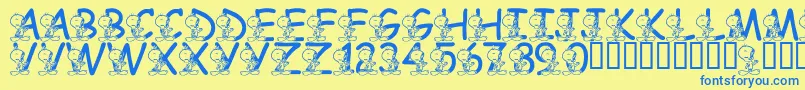 LmsTweetyFont Font – Blue Fonts on Yellow Background