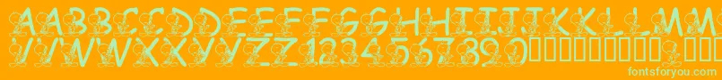 LmsTweetyFont Font – Green Fonts on Orange Background