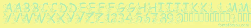Czcionka LmsTweetyFont – zielone czcionki na żółtym tle