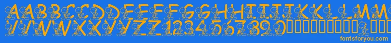 LmsTweetyFont-fontti – oranssit fontit sinisellä taustalla