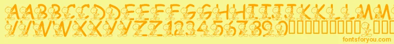 fuente LmsTweetyFont – Fuentes Naranjas Sobre Fondo Amarillo