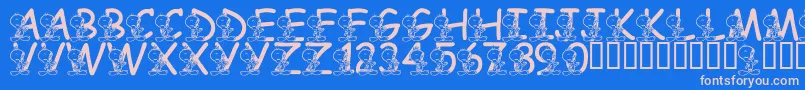 フォントLmsTweetyFont – ピンクの文字、青い背景