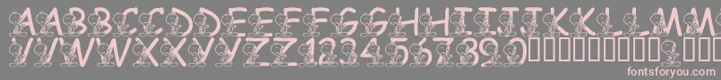 フォントLmsTweetyFont – 灰色の背景にピンクのフォント