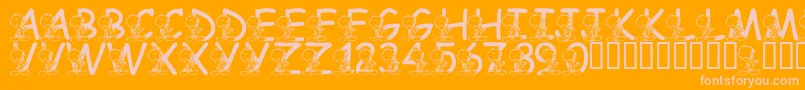 Fonte LmsTweetyFont – fontes rosa em um fundo laranja