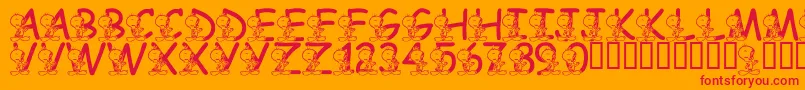 LmsTweetyFont-Schriftart – Rote Schriften auf orangefarbenem Hintergrund