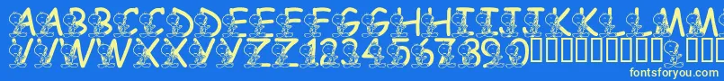 Fonte LmsTweetyFont – fontes amarelas em um fundo azul